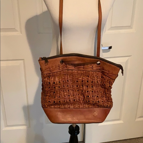 Patricia Nash sienna leather braided shoulder bag